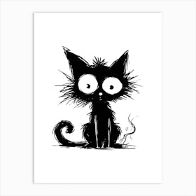 Whimsical Black Cat 2 Art Print