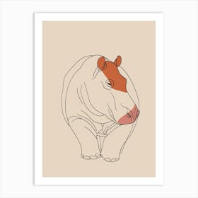 Hippo - Boho, Line Art 1 Art Print