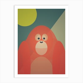 Mid Century Geometric Orangutan Art Print