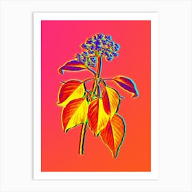 Neon Pagoda Dogwood Botanical in Hot Pink and Electric Blue n.0265 Art Print