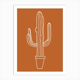 Cactus Line Drawing Old Man Cactus 2 Art Print