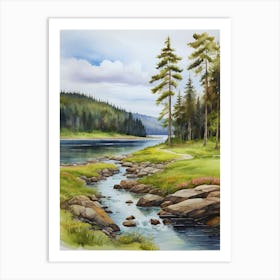 Watercolour Of A Stream 1 Art Print