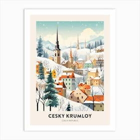Vintage Winter Travel Poster Cesky Krumloy Czechia 4 Art Print