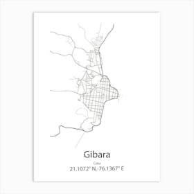 Gibara,Cuba Minimalist Map Art Print