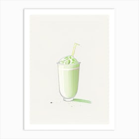 Pistachio Milkshake Dairy Food Minimal Line Drawing 2 Art Print