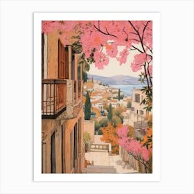 Bodrum Turkey 4 Vintage Pink Travel Illustration Art Print