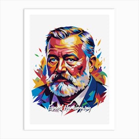 Ernest Hemingway 02 Portrait WPAP Pop Art Art Print