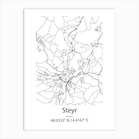 Steyr,Austria Minimalist Map Art Print