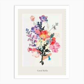 Coral Bells Collage Flower Bouquet Poster Art Print