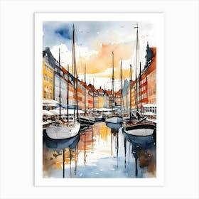 Copenhagen Denmark Watercolor 1 Art Print