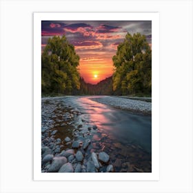 Sunset Over The River 4 Art Print