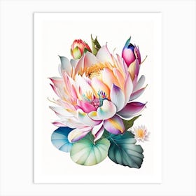Lotus Flower Bouquet Decoupage 5 Art Print
