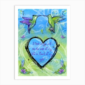 Hummingbirds In A Heart Art Print