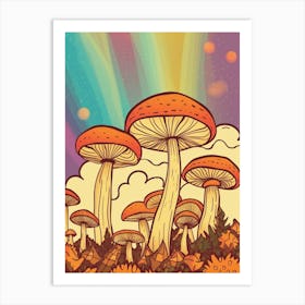 Retro Mushrooms 8 Art Print