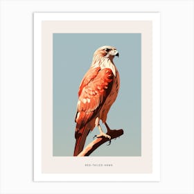 Minimalist Red Tailed Hawk 1 Bird Poster Art Print