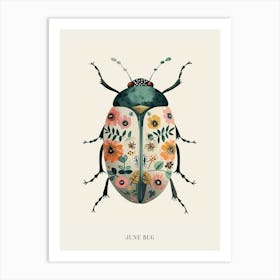 Colourful Insect Illustration June Bug 3 Poster Art Print