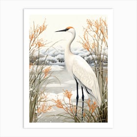 Winter Bird Painting Crane 1 Art Print