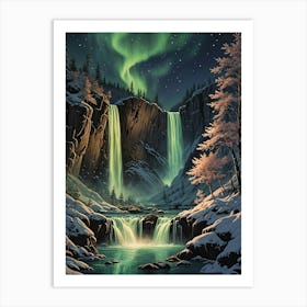 Aurora Twin Falls Art Print