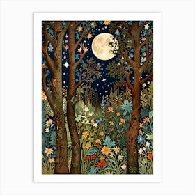 William Morris Moonlight In The Forest 150 Art Print