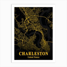 Charleston United States Map Art Print