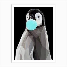 Penguin With Bubble Gum Art Print