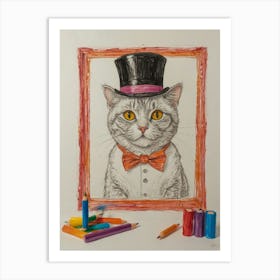 Top Hat Cat Art Print