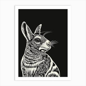 Chinchilla Blockprint Rabbit Illustration 5 Art Print