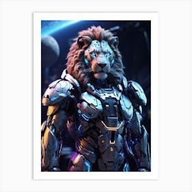 Lion In Cyborg Body #1 Art Print