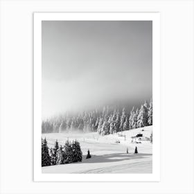 Val Thorens, France Black And White Skiing Poster Art Print