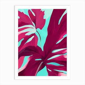 Abstract tropic leaf, calming tones of Burgundy, pink& teal makes a Perfect Wall decor, 1271 Art Print