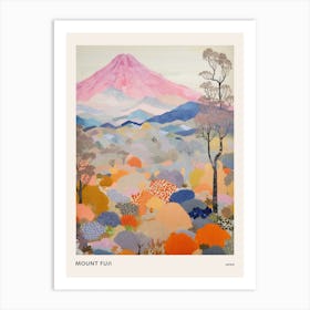 Mount Fuji Japan 2 Colourful Mountain Illustration Poster Art Print