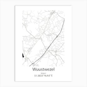 Wuustwezel,Belgium Minimalist Map Art Print