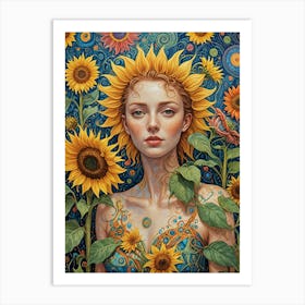 Sunflower Girl no1 Art Print