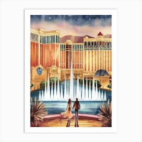 Las Vegas Fountain Art Print