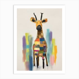 Elk 2 Kids Patchwork Painting Art Print