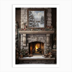 Christmas Fireplace Art Print