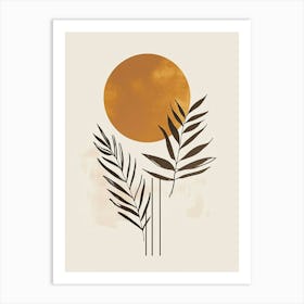 Sunset With Palm Leaves Art Print