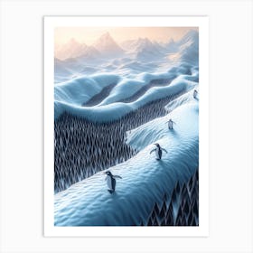 Penguins In The Snow Art Print