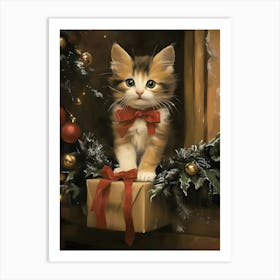 Christmas Kitten Art Print