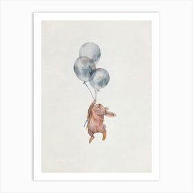 Rabbit With Balloons Art Print