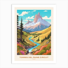 Torres Del Paine Circuit Chile 5 Hike Poster Art Print