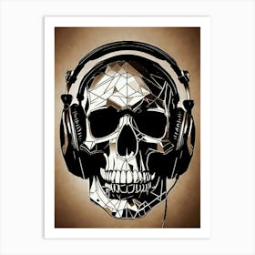 Skull With Headphones 97 Art Print