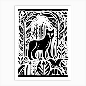 Linocut Fox Card Illustration 6 Art Print