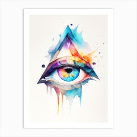 Geometric Eye, Symbol, Third Eye Watercolour 1 Art Print
