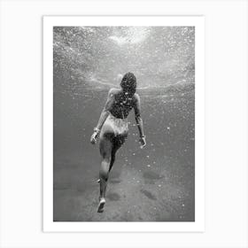 Woman Swimming Underwater Art Print