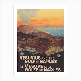 Vesuvius And The Gulf Of Naples Vintage Travel Poster Art Print