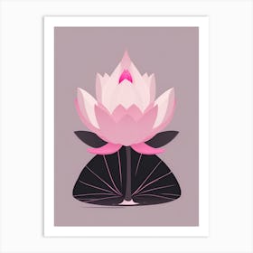 A Pink Lotus In Minimalist Style Vertical Composition 95 Art Print