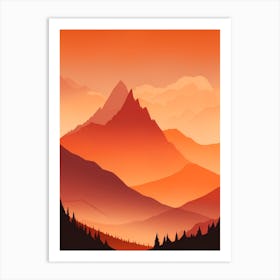 Misty Mountains Vertical Composition In Orange Tone 333 Art Print