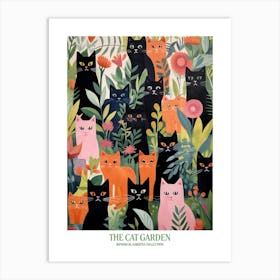 The Cat Garden Night Botanical Flowers Art Print