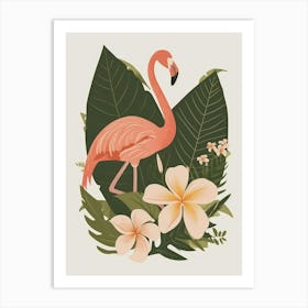 Chilean Flamingo Plumeria Minimalist Illustration 4 Art Print